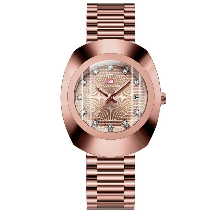 Couple Quartz Watch Yellow Gold Diamond Waterproof Steel Belt Watch