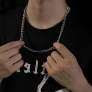 Titanium Steel Cuban Necklace Jewelry Buckle Round Grinding Chain Men